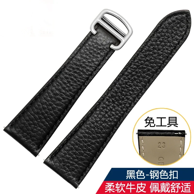 Litchi leather strap is suitable for cartier tank London solo series WSTA0029 WSTA0030 leather strap 23mm for men and women