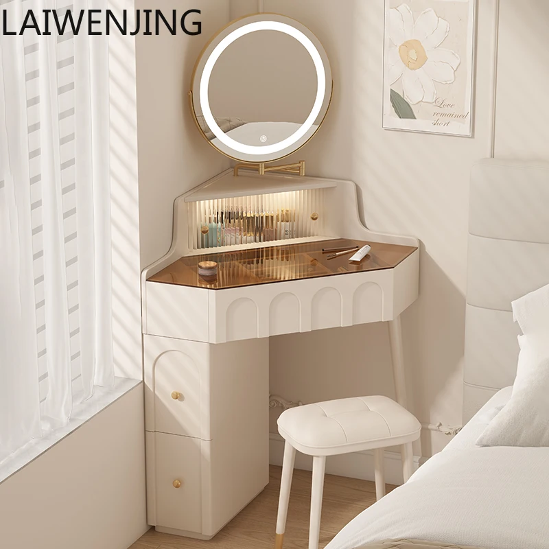 

HLZ small apartment corner dresser bedroom household corner makeup table with makeup mirror