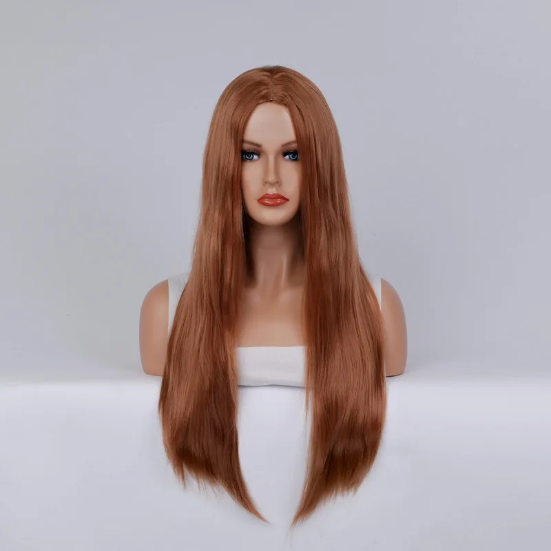 Lange gerade Cosplay-Perücke mit Mittelteil, Frau, Anime, Ombre, Hallowmas, Lolita, synthetische Perücke, rosa, rot, hitzebeständiges Haar – Detail 4