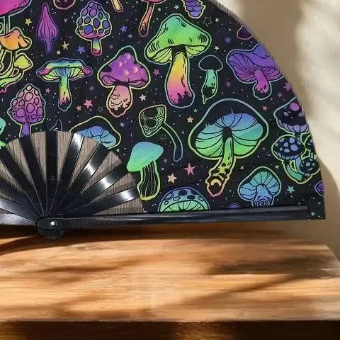 Kung Fu Fan UV Ink Printing Fluorescent Fan Bamboo Bone Folding Fan For Festival Dance Party