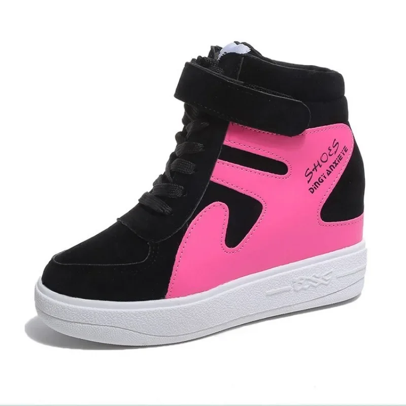 Sneakers Women Spring 2024 Casual Wedges Black Basket Femme High Top Women\'s Sports Vulcanize Shoes Platform Boots Red