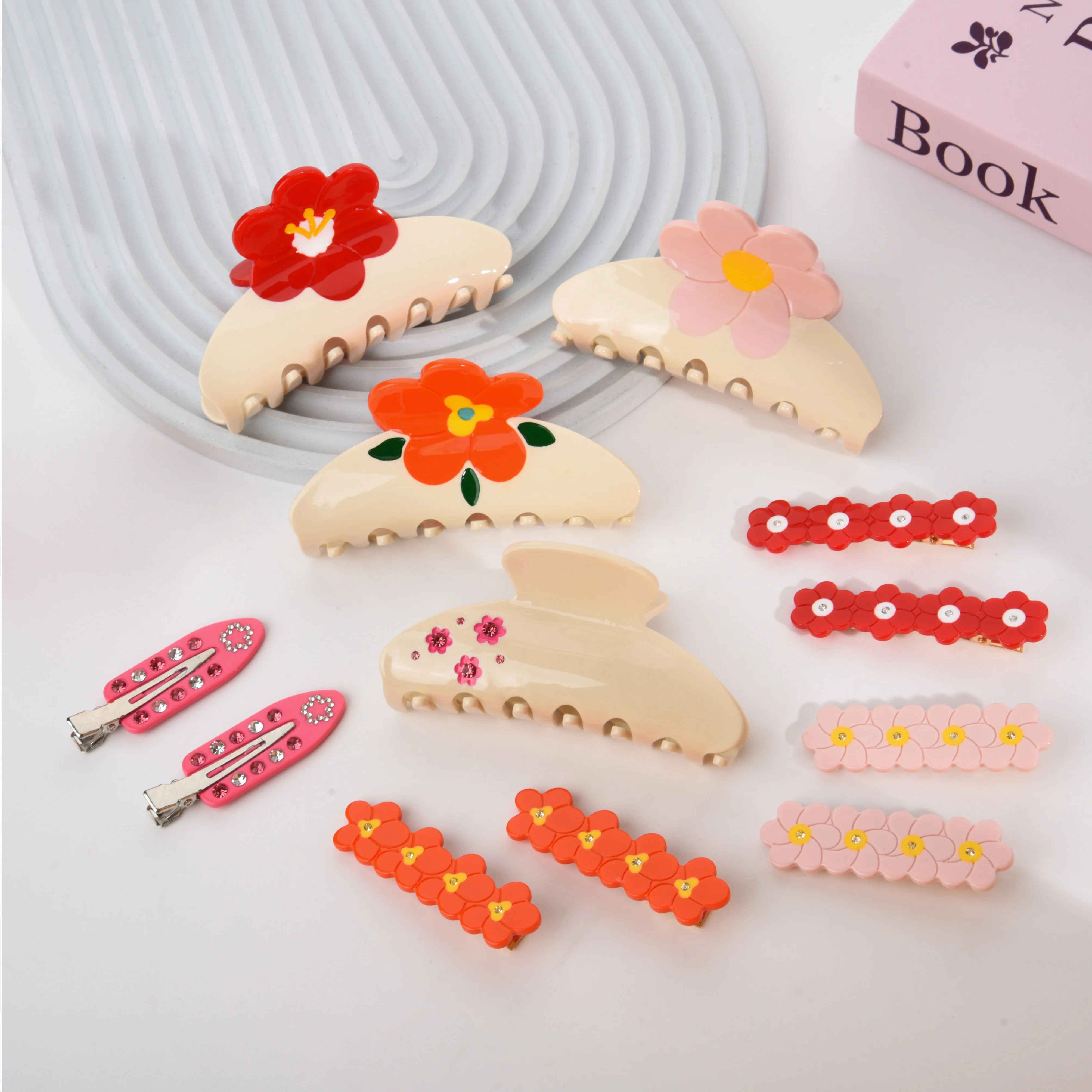 DuoShang New Style Colorful Sakura Hair Claw Eco-friendly Acetate Claw Clips Flower Series Hair Clips for Women Hair Accessories