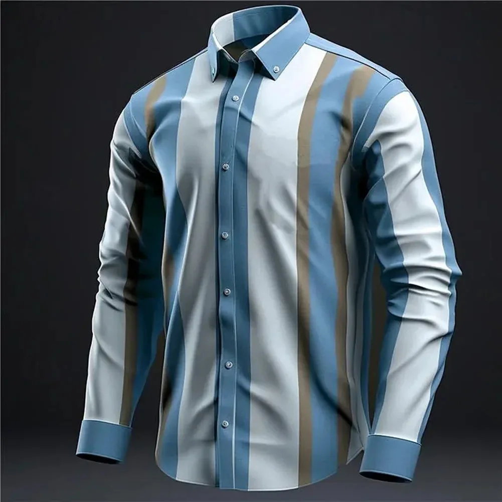 Fashion Shirt Casual Business Top Spring Fashion 2XL Lapel Neckline Regular Clothing Length Slight Stretch Fabric