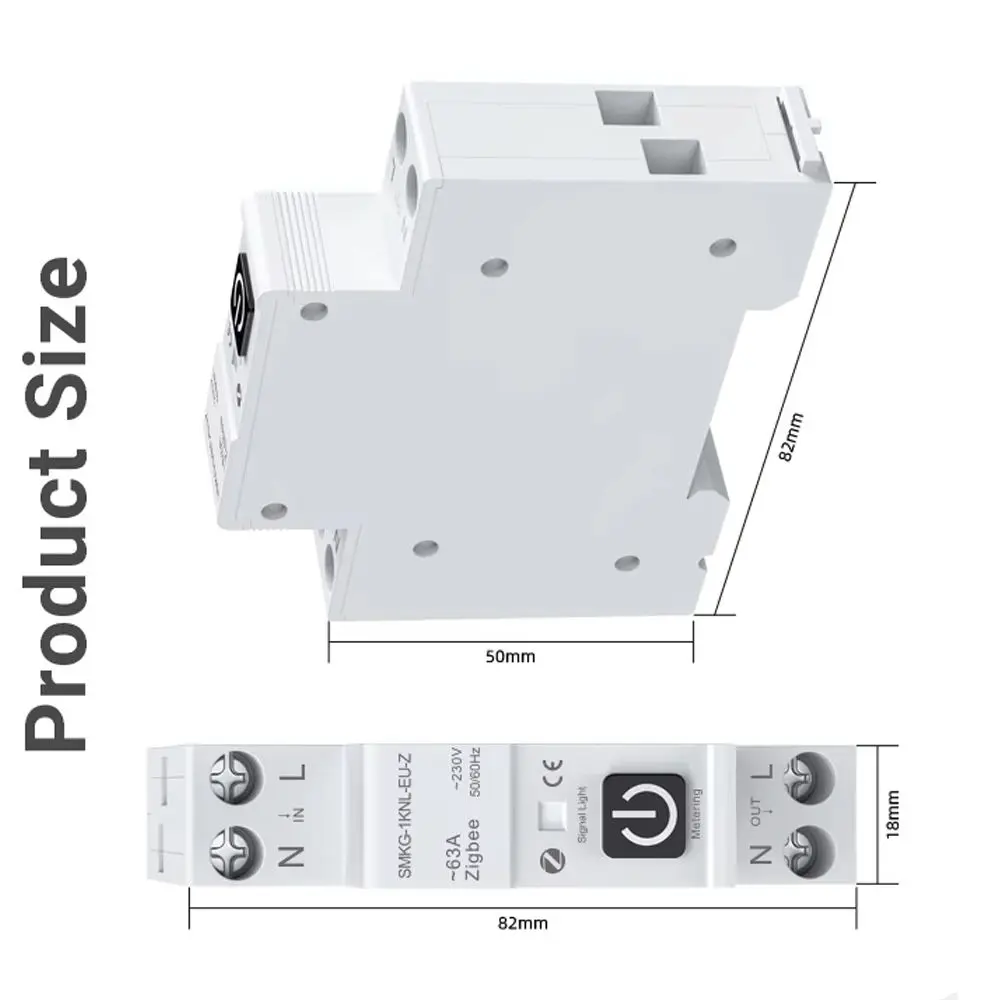 

Tuya ZigBee Smart Circuit Breaker Power Metering 1P 63A DIN Rail Remote Control Timer Switch Work with Smart Life Alexa Google