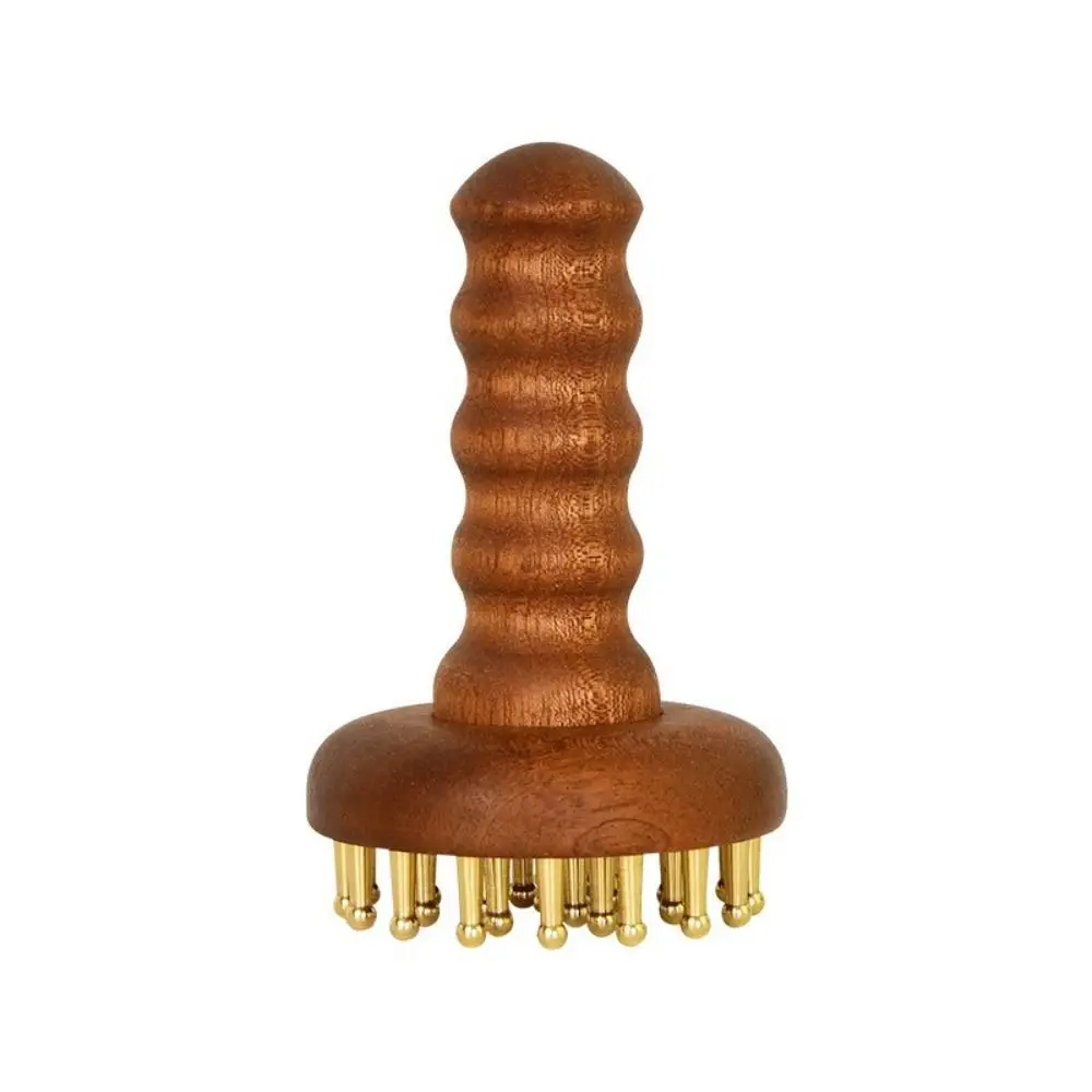 Wave Style 29teeth Copper Head Massage Comb Sturdy Ergonomic Design Body Massage Brush Wooden Handle Lymphatic Drainage Massager