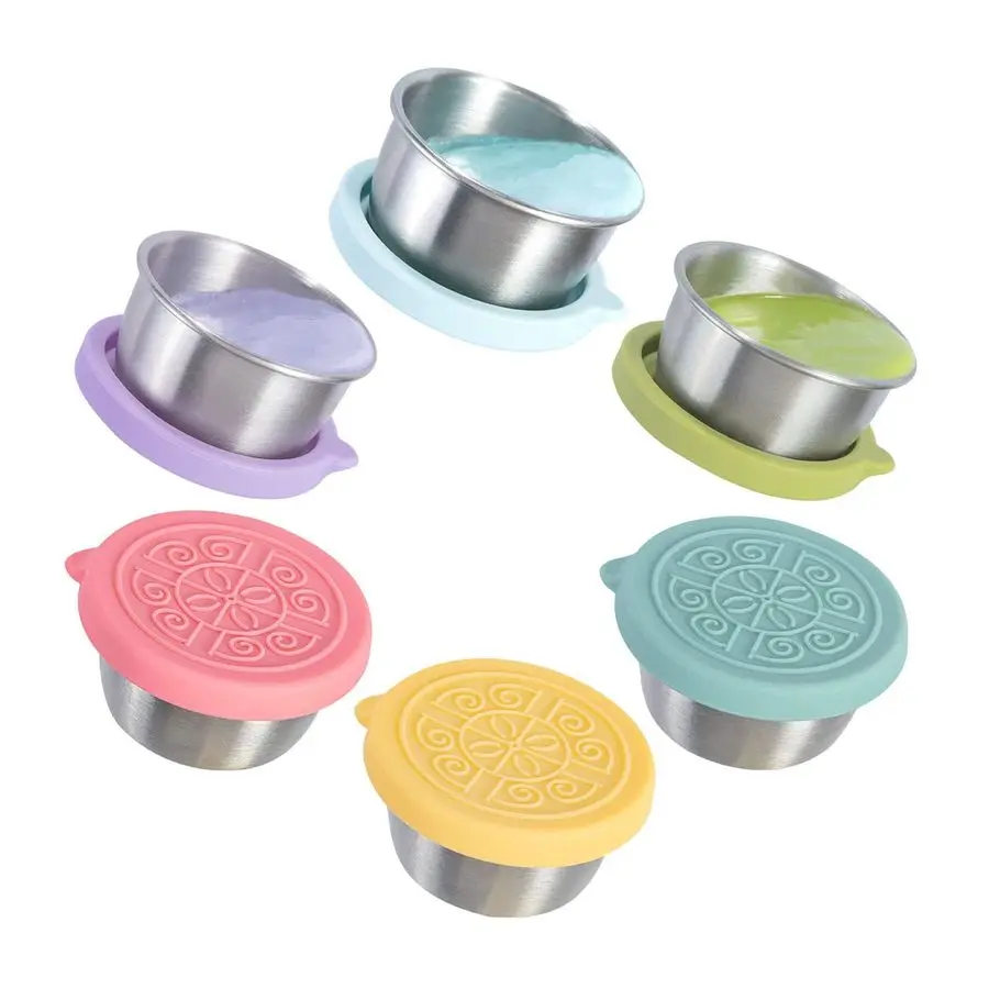 

Dressing Container To Go, 6x1.6oz Dressing Sauce Containers for Lunch Box, Stainless Steel Small Condiment Containers with Lids,
