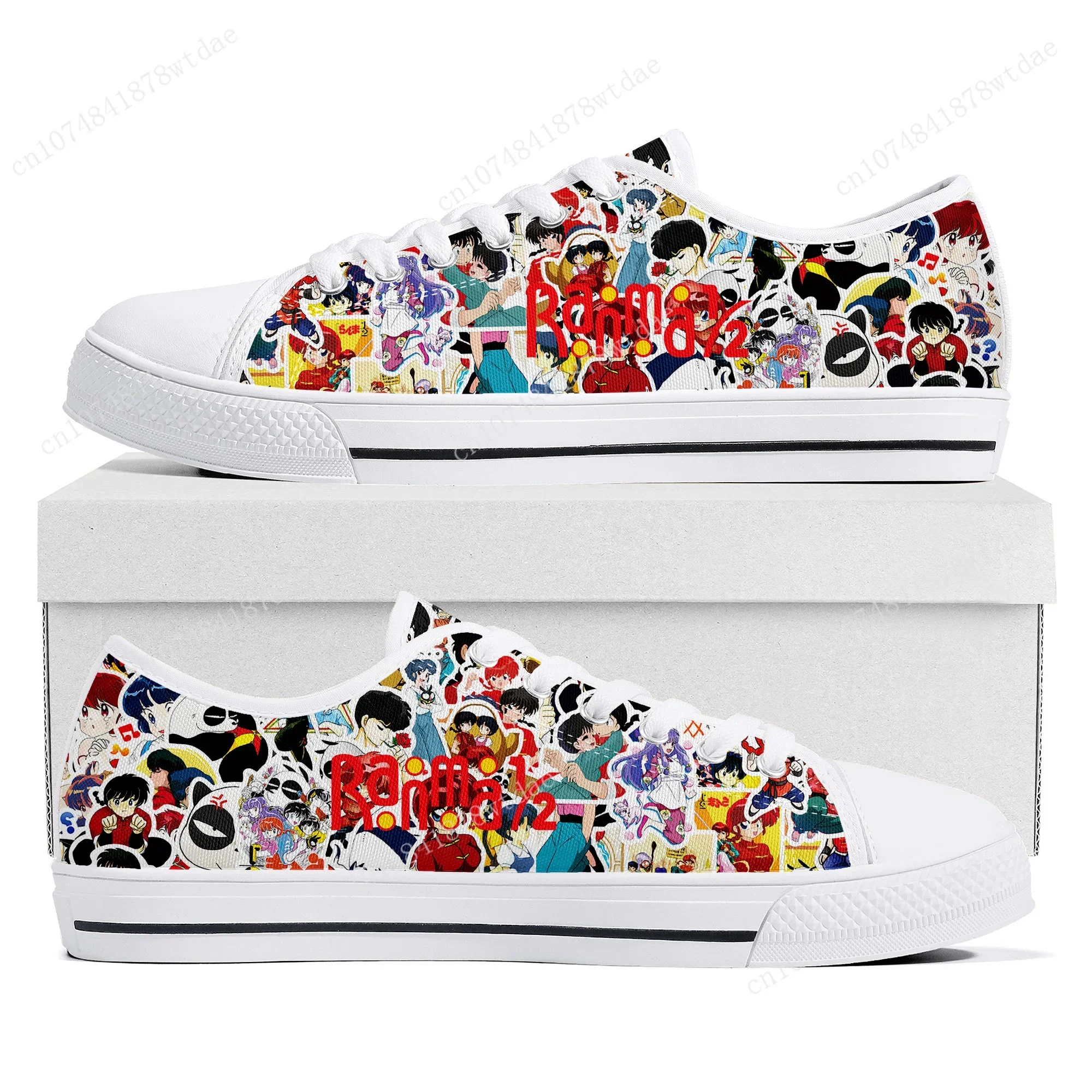 Ranma 1/2 Low Top Sneakers Womens Mens Teenager Tendo Akane High Quality Canvas Sneaker Couple Comics Manga Custom Made Shoes