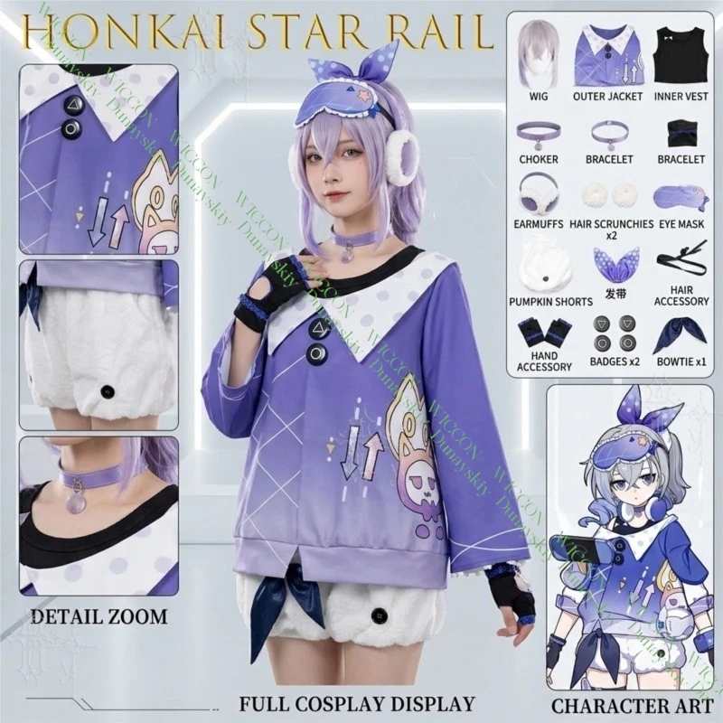 Anime Game Relaxed Cosplay Pajamas Honkai Star Rail Robin Kafka Firefly Silver Wolf Outfit For Cosplayers Convention Halloween view 6