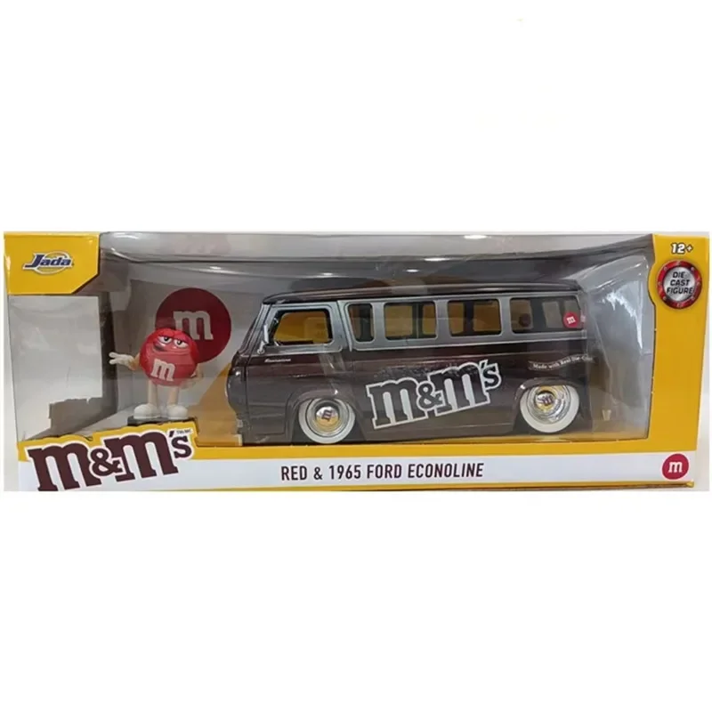 

Jada 1:24 M&M'S 1965 Ford Econoline, высокая имитация литья под давлением автомобиля, модель автомобиля из металлического сплава, игрушки для детей, подарочная коллекция