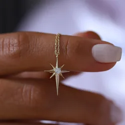 Fashion Simple Hexagram Pendant Cubic Zirconia Necklace Women Elegant Geometric Star Necklace Party Jewelry Accessories