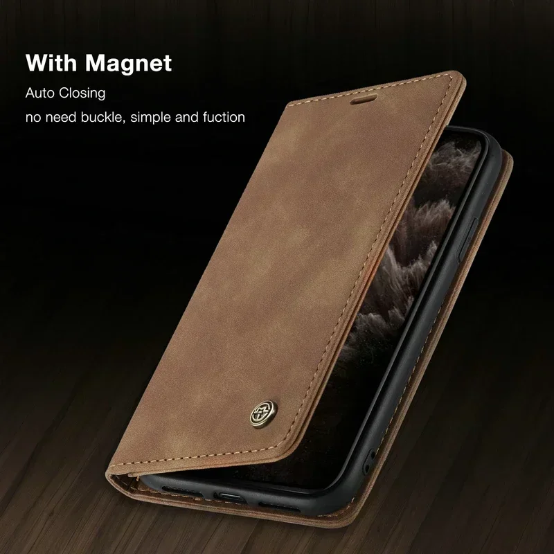 Flip Magnetic Leather Wallet Case For iPhone 15 14 Pro 13 11 12 Mini XS XR Max 7 8 SE 2022 Plus Cards Solt Stand Book Skin Cover