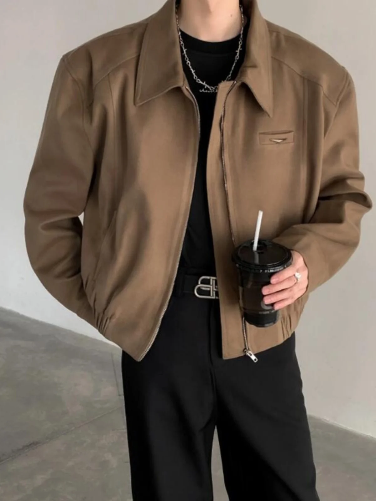 

Мужская бейсбольная куртка i ort Pad Shoulder в американском ретро-стиле с отложным воротником, премиум-класса, Cleanfit