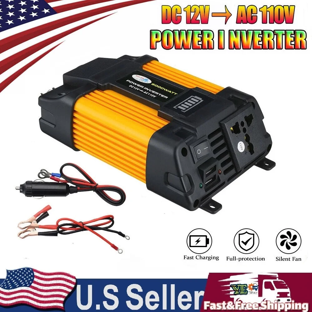 

Power Inverter 6000 Watt Modified Sine Wave 12V dc 110V ac LCD RV