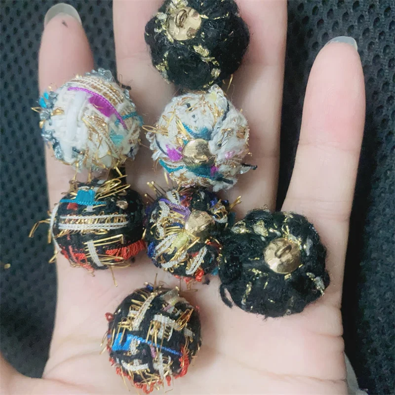 

Зимний стиль, 50 шт./лот, 20 мм, цветная полиэфирная ткань, круглые шарики, бусины, аксессуары для ювелирных изделий своими руками