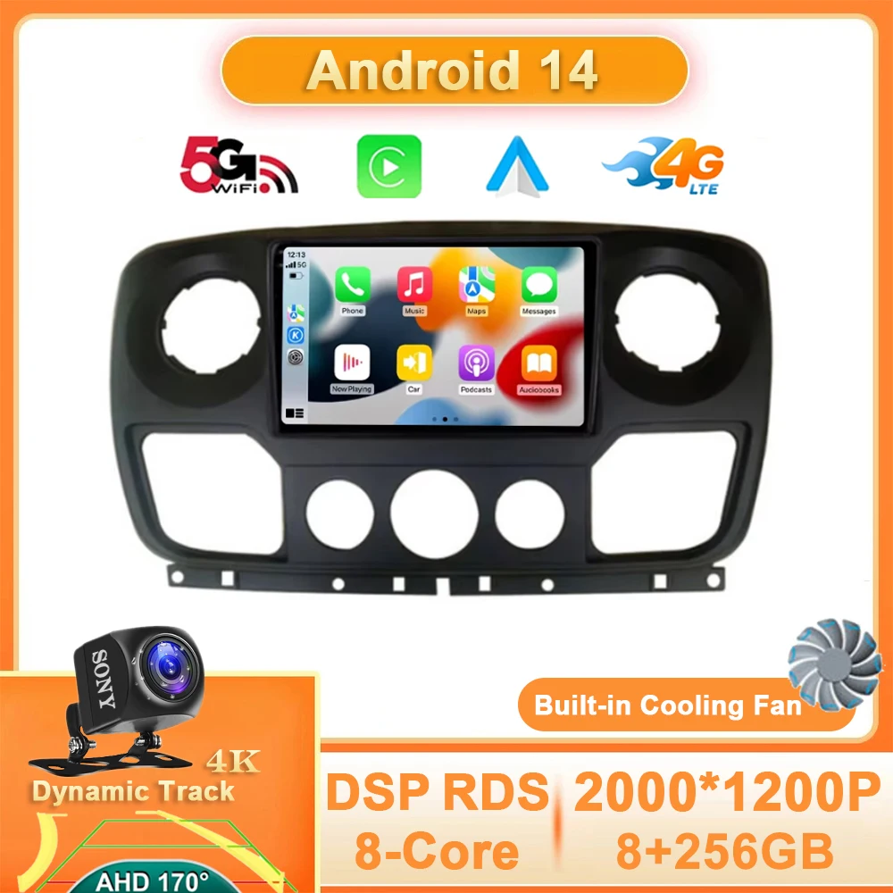 

Android 14 Car Radio For Renault Master Nissan NV400 Opel Movano 2010 - 2021 Navigation GPS Multimedia Video Carplay Auto QLED