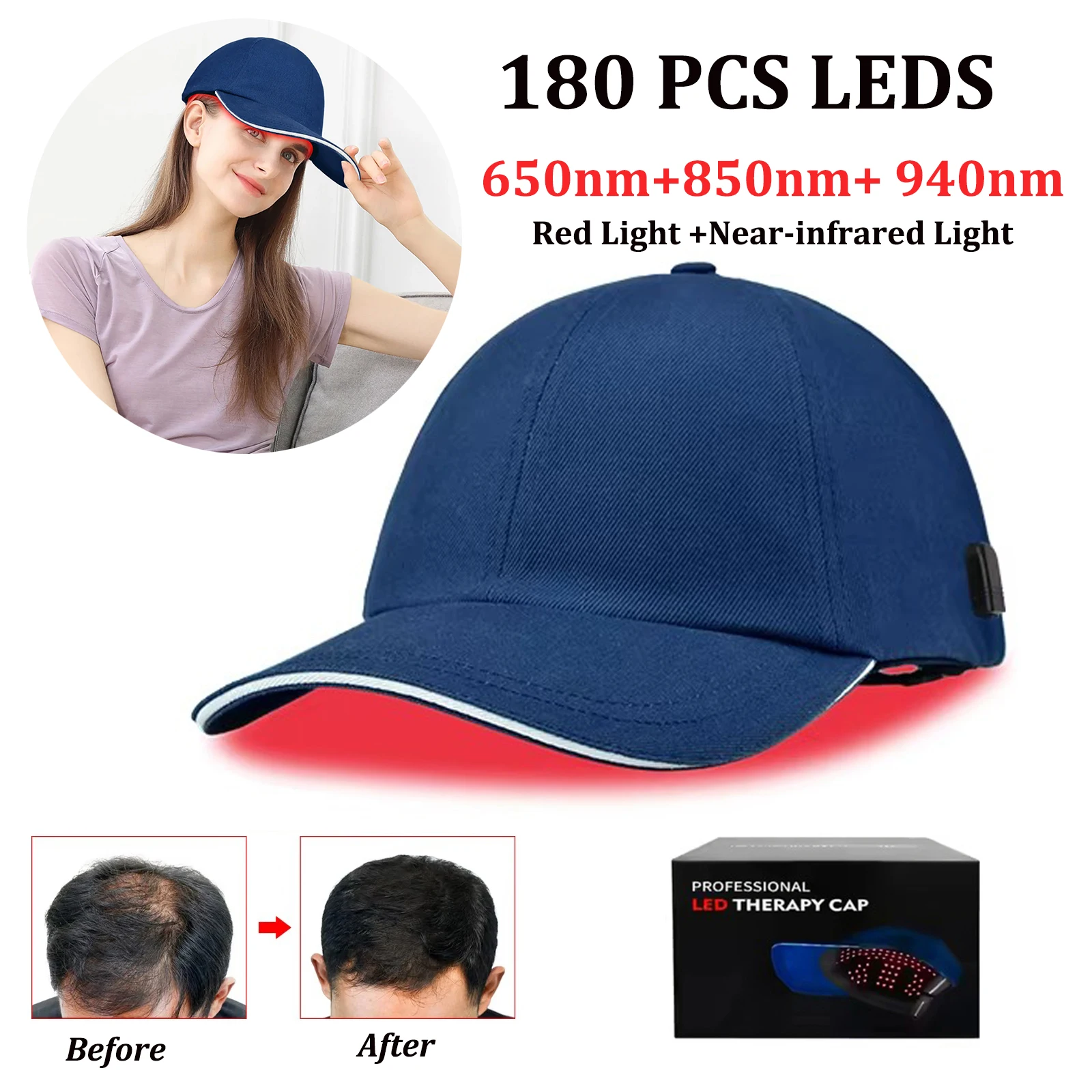 New Infrared LEDs 650&850&940nm Red Light Therapy Hair Growth Cap For Hair Regrowth Anti Hair Loss Relax Scalp Anti-inflammatory