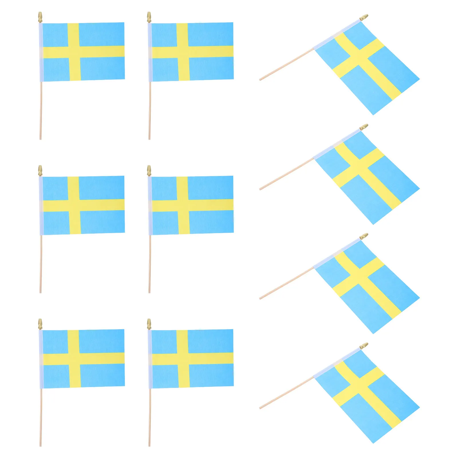 

25pcs Mini Swedish Flag Hand Flags on Stick Small Country Banner Polyester Waving Durable Stitch Safe Design Versatile Decor