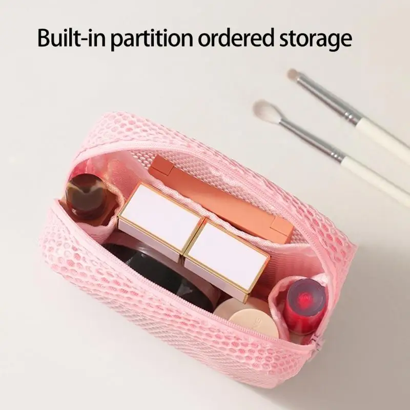   Square Meshes Makeup Organizers Pouches For Cosmetics Sanitary Pads Unique Color Durable Portable Travel Essential Bag