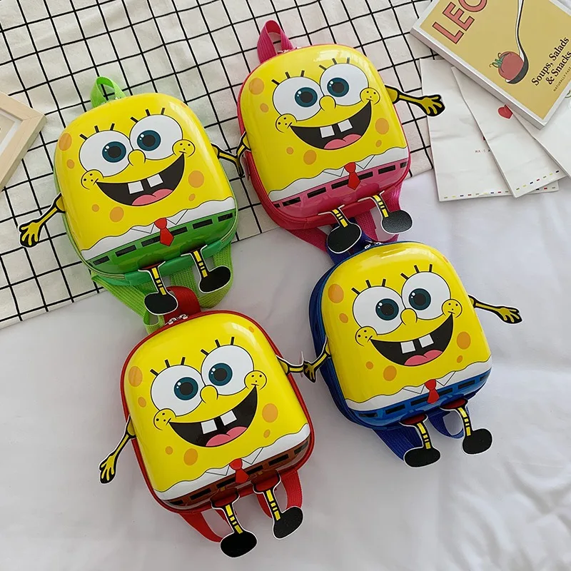 Spongebobb-幼稚園のランドセル,子供用ショルダーバッグ,漫画のモチーフ,デイバッグスタイル,軽量