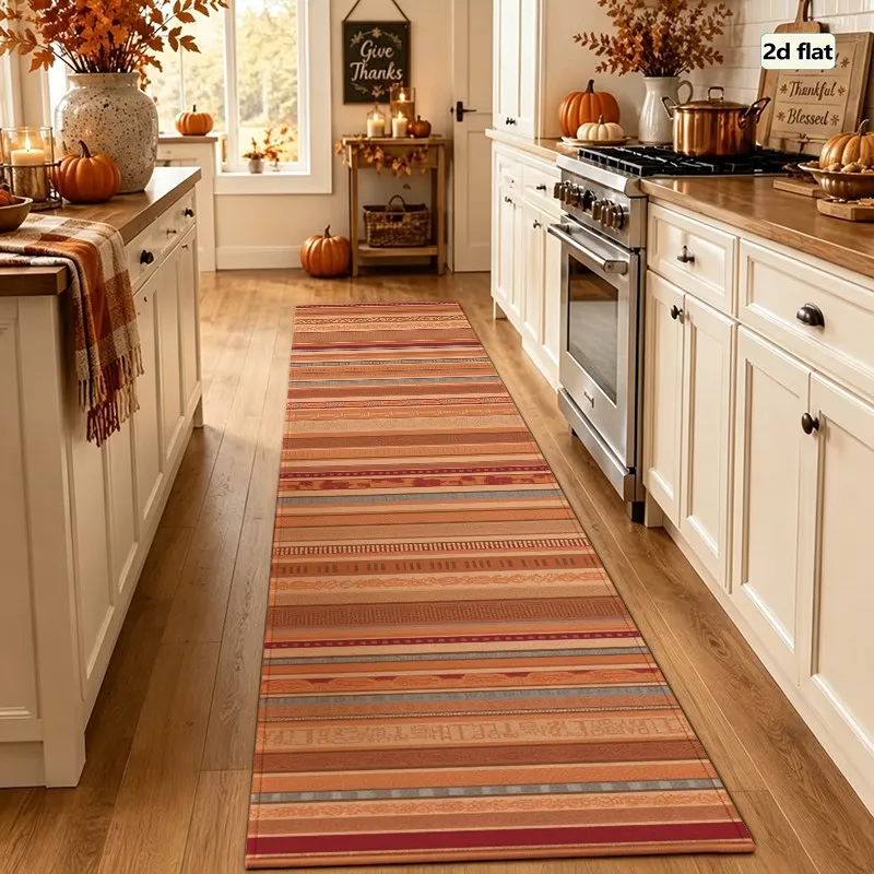 1 Piece Vertical Striped Earth-Toned Rug, Soft, Comfortable, All Seasons, lightweight and Easy to Care, Home Decor, Living Room, Bedroom, Hallway, Autumn, Winter