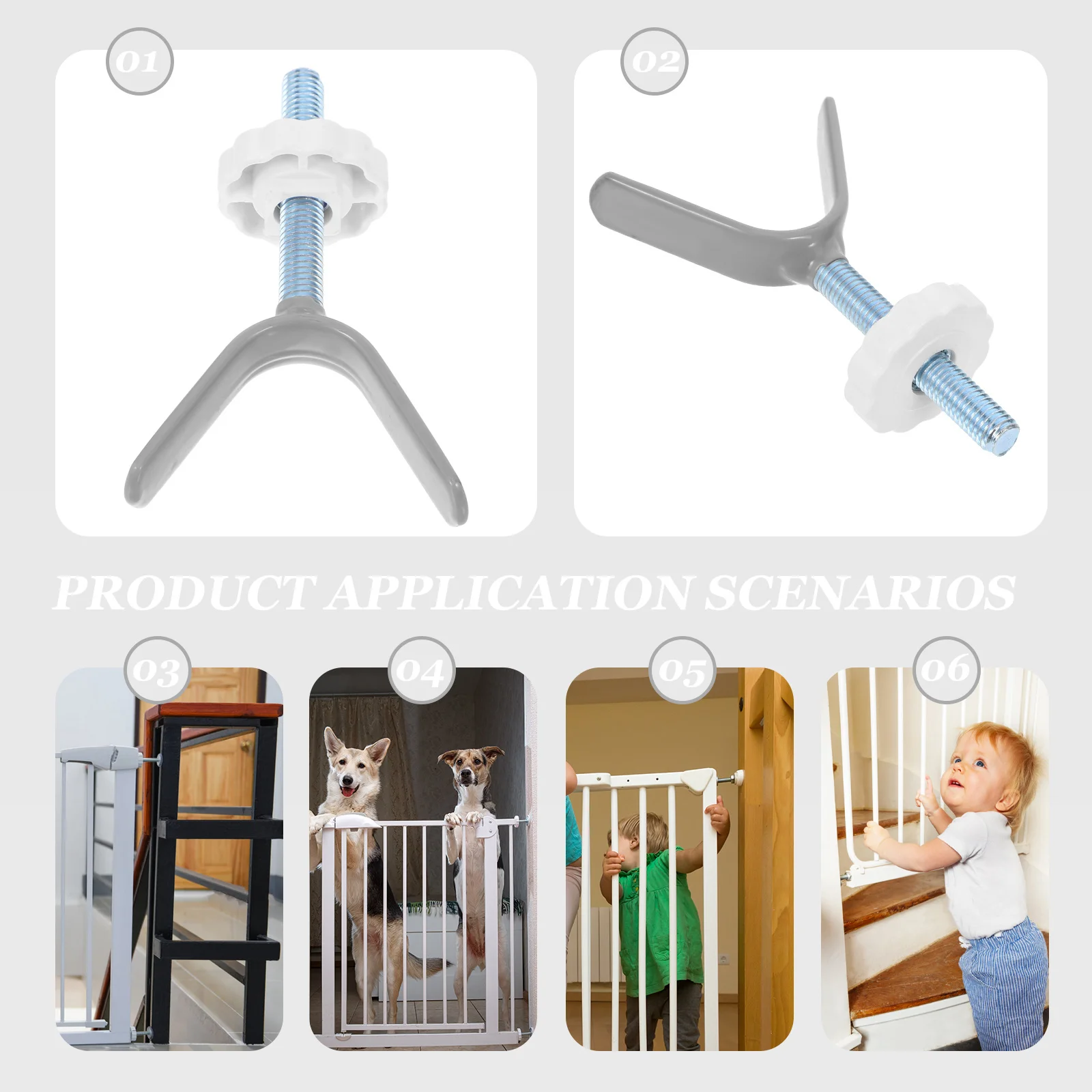 ملحق بوابة بدون حفر Y-قوس لأبواب الدرج سلامة الطفل للحيوانات الأليفة متين وقابل للتعديل تركيب الأجهزة المفصلي المسمار للبوابة