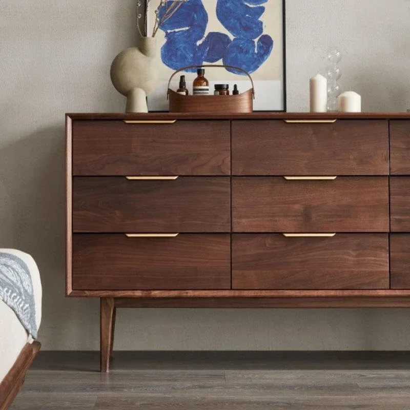 All solid wood black walnut modern simple bedroom locker Nordic storage chest of drawers