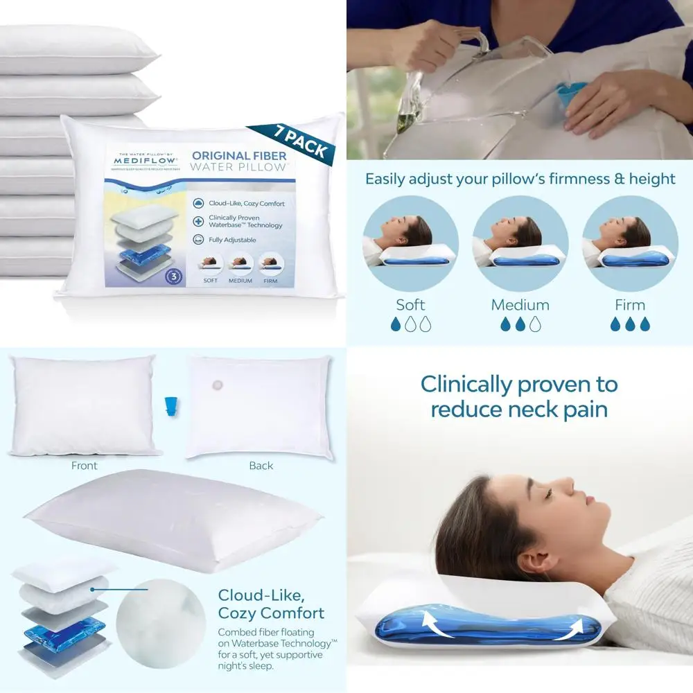 

Регулируемая водяная подушка для облегчения боли в шее, подходит для сна по бокам, спине и живота, клинически прованная поддержка