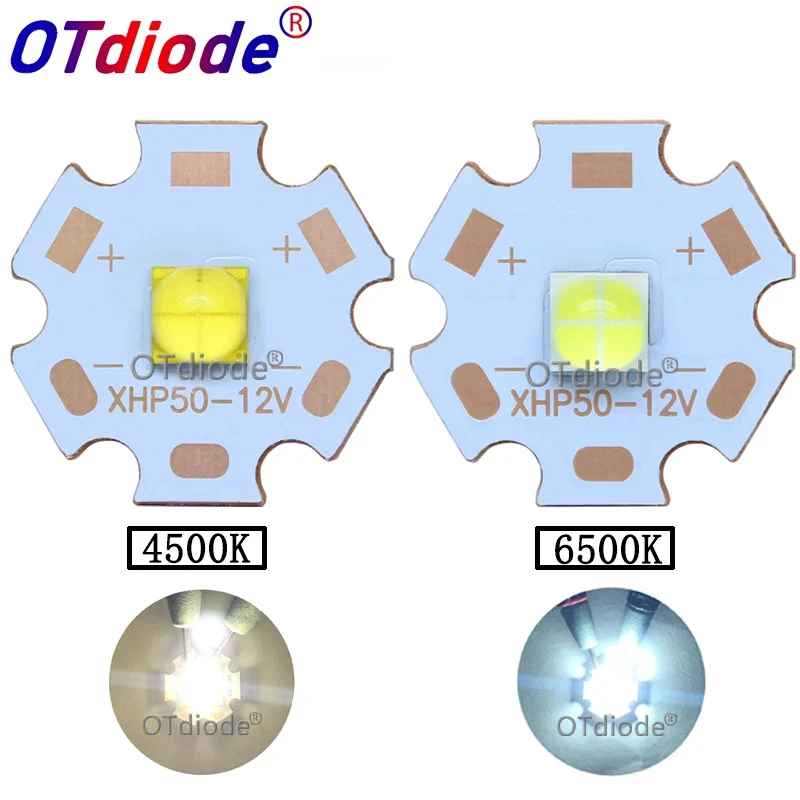 1-10PCS Chiny XHP50 zastępuje XHP50 LED Beads Cold Whtie 6500k Neutral White 4500K LED Emitter 6V 12V on16MM 20MM Copper PCB