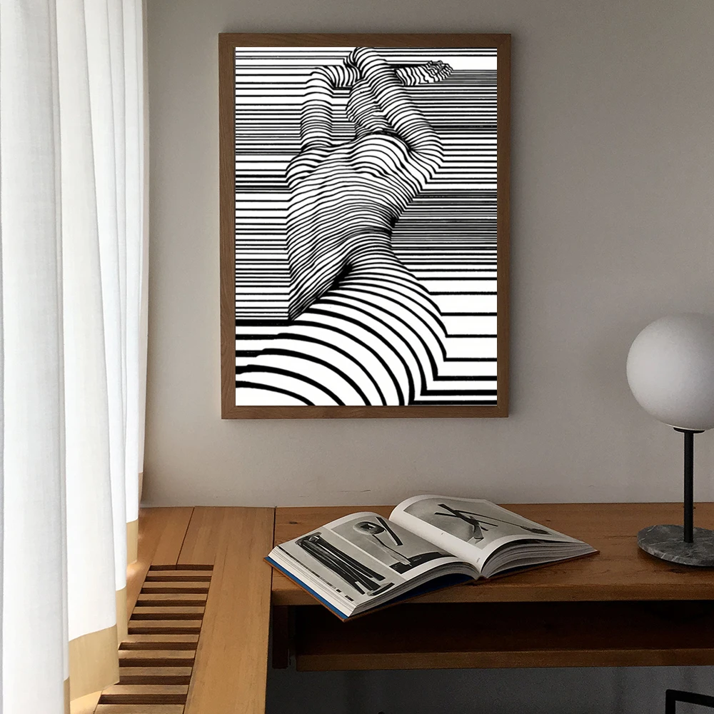 فن جداري تجريدي حديث ، صورة امرأة عارية بالأبيض والأسود ، ملصق مطبوع على قماش عالي الدقة ، غرفة المعيشة المنزلية ، ديكور الرواق #2