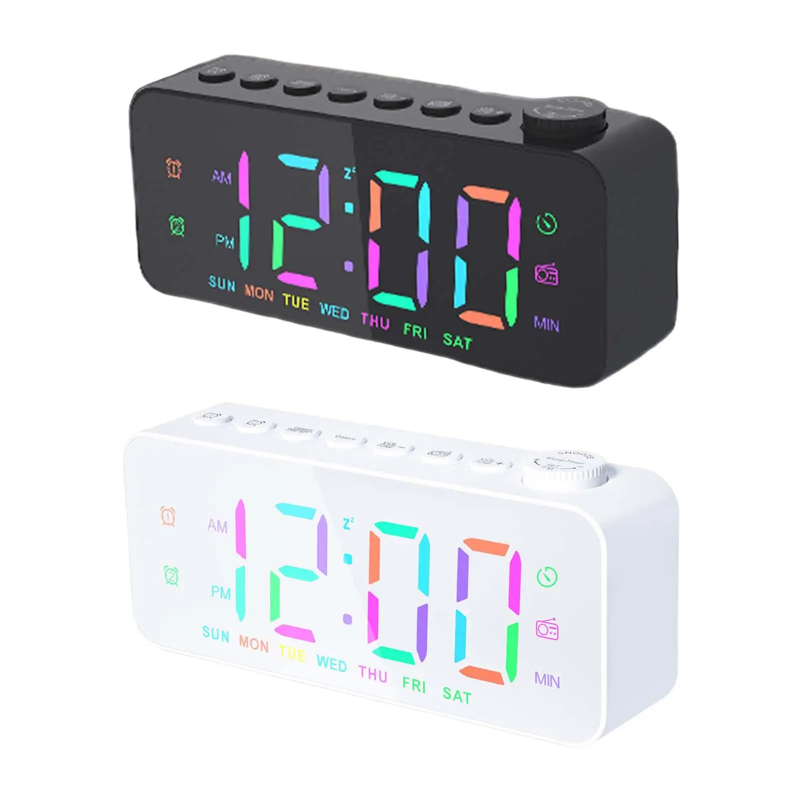 Digital Alarm Clock Sleep Timer Electronic Brightness Dimmer Radio Table Top