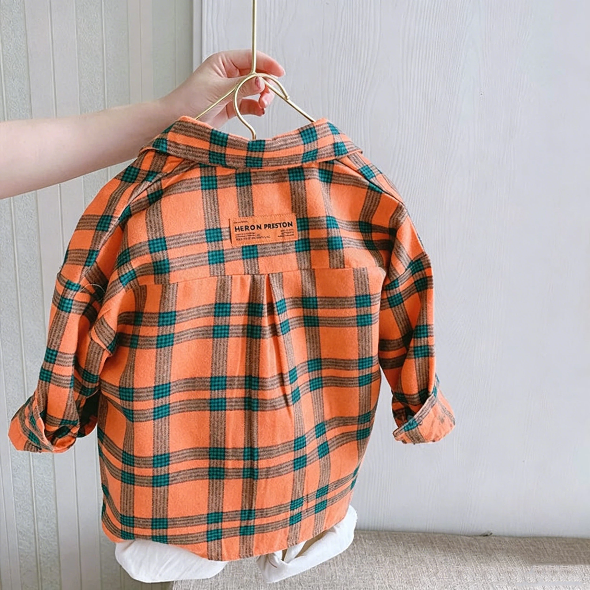 IENENS Boy Girl Shirts Casual Plaid Long Sleeves Blouses Spring Kids Cotton Tops For 1-4 Years