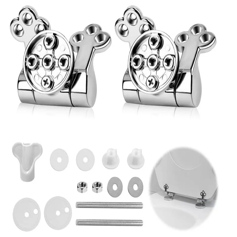 2Pcs Plum-Blossom Shaped Toilet Seat Hinges Top Fix Pack Mountings with Quick Release Screws Bathroom Replacement Accessories