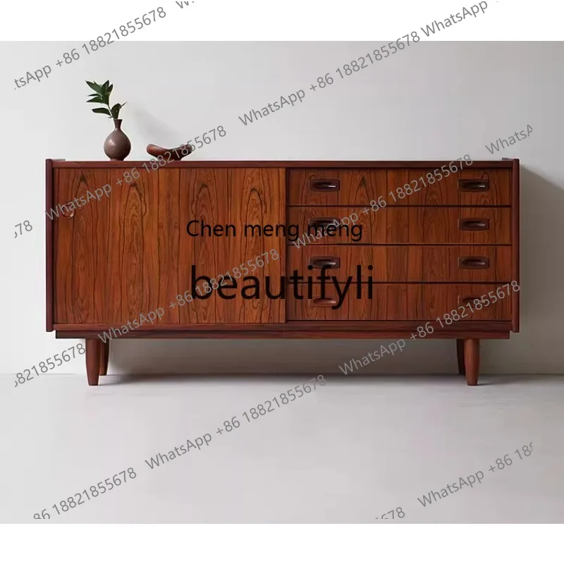 

Retro style simple side cabinet cherry wood storage locker tableware cabinet furniture H