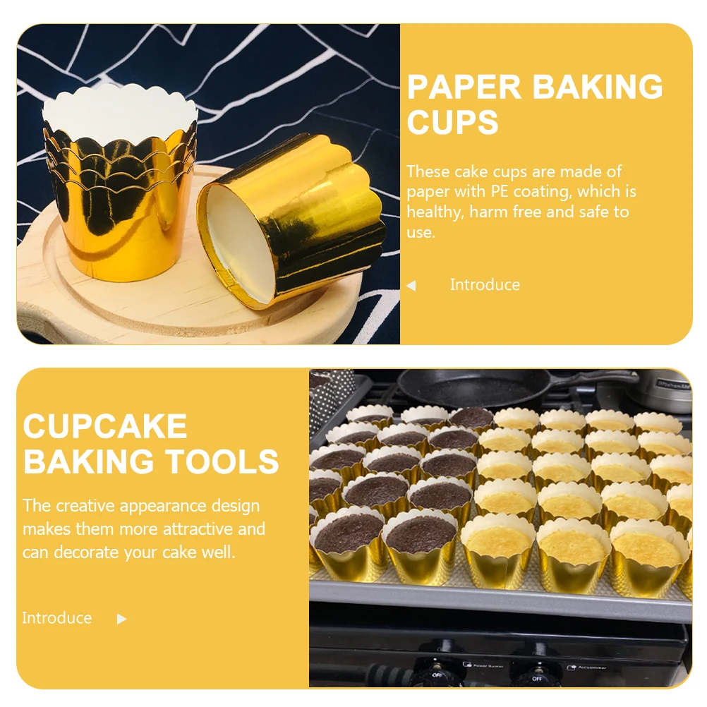 

100 Pcs Paper Cups Cake Small Baking Mini Cupcake Liners Disposable Muffin Cakecup Cases
