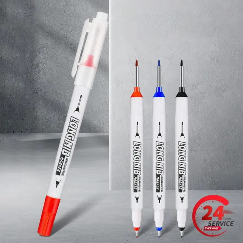 20mm Double-Tip Deep Hole Long Head Nib Markers Woodworking Decoration Permanent Marker Pen Waterproof Metal Pen Red/Black/Blue