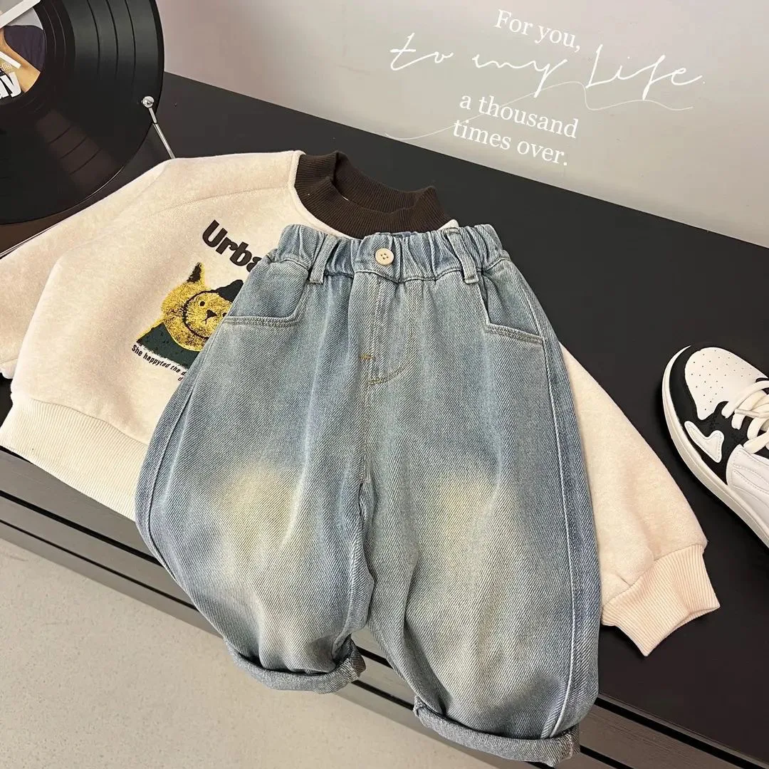 2026 UNITIM Spring Kid Babys Boys Denim Pants Gradient Elastic Waist Children Boys Trousers Loose Casual Toddler Kids Boys Jeans