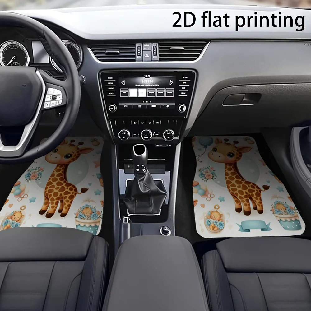 4pcs Car Floor Mats, Children's Day Themed Cartoon Animal Patterns, Universal Fit Polyester Material Auto Accessories For Front