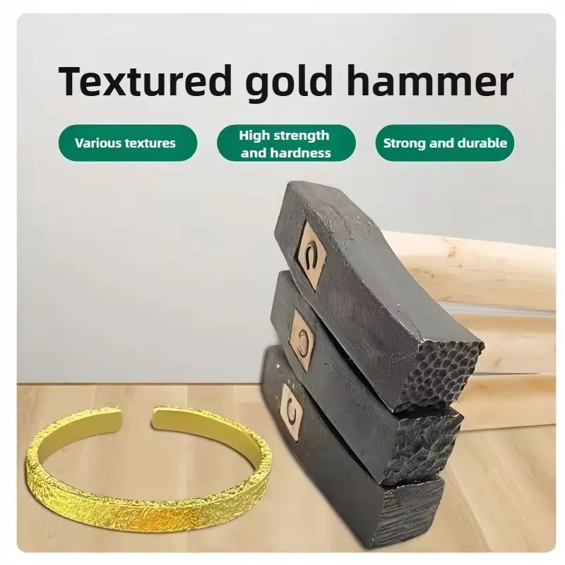 PHYHOO DIY Pattern Texture Hammer Square Pit Striped Wave Making Tools for Gold Silver Metal Ring Bracelet Crafting Helper