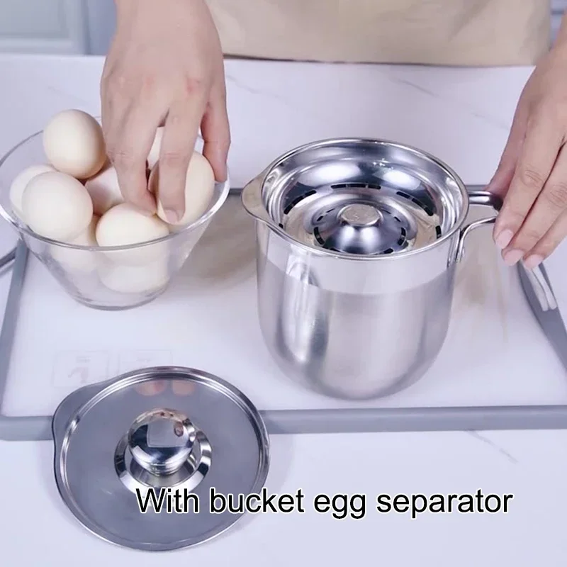 Separador de clara de huevo de acero inoxidable 304 de 220v para el hogar, filtro de proteína de yema de comida para bebés, artefacto, separador de huevos para el hogar de tres piezas