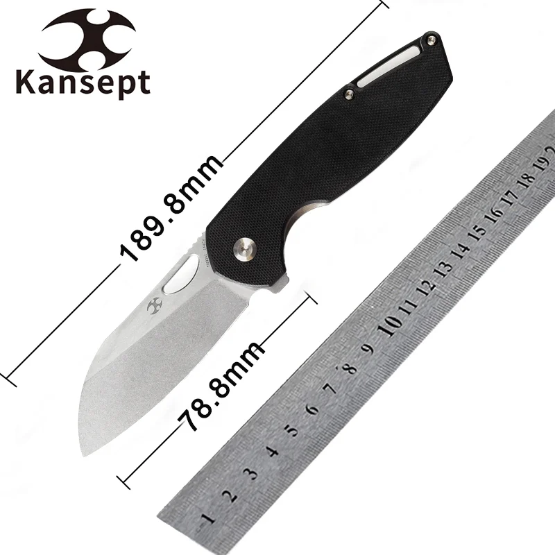 

Kansept Model 6 Folding Knives Sheepsfoot T1022A1 Stonewashed 154CM Blade with Black G10 Handle for Hunting Camping EDC Carry