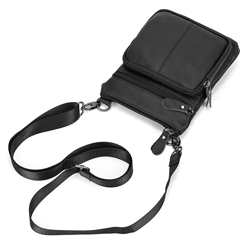 Casual top layer cowhide men\'s crossbody bag small shoulder bag outdoor waterproof mini waist bag for male phone pouch crossbody