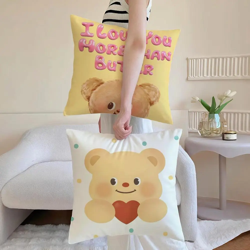 Butterbear Cushion Cover Iceland Washable Linen Soft  for Daily Sofa Bed Home Room Decor