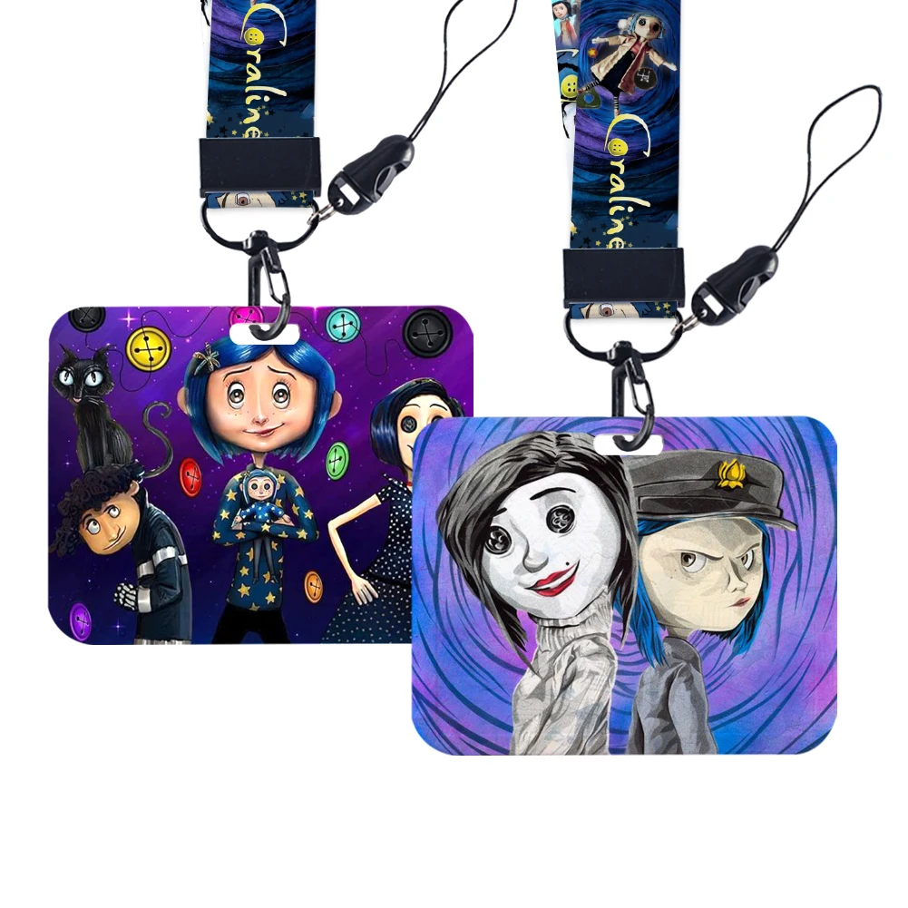 Coraline Movie Poziome etui na karty Gorąco sprzedający się uczeń Wisząca smycz na telefon na szyję Karta dostępu Odznaka Akcesoria Prezent