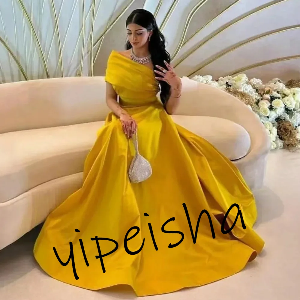 Customized A-line Simple Party Dress One-Shoulder Sleeveless Jersey Prom Dress Pleat Draped Formal Quinceanera Dresses