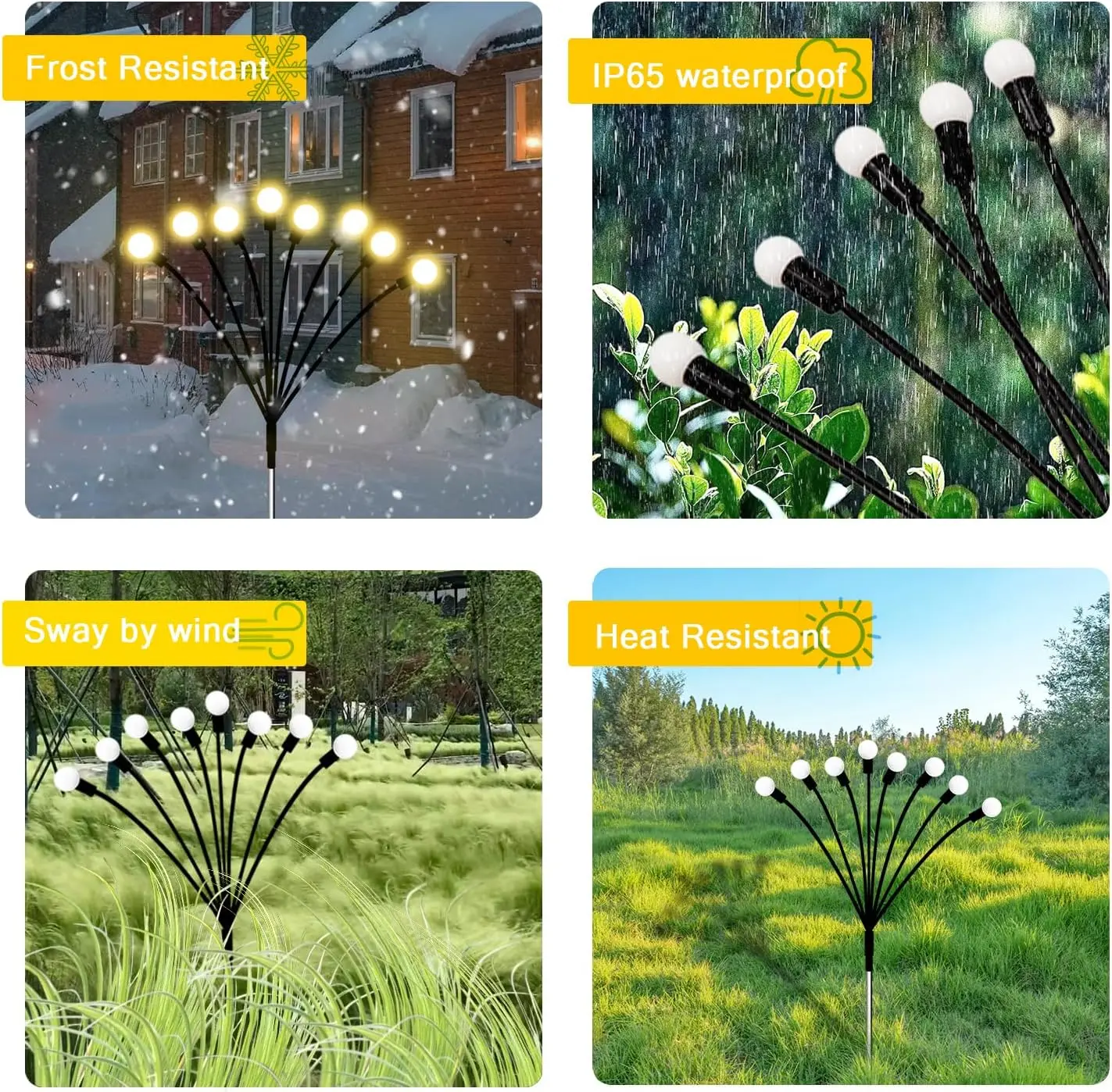 Imagem -06 - Impermeável Solar Garden Lamp Balançando a Luz Sway by Wind Firefly Lights Decorativo ao ar Livre para Pathway Lawn Landscape