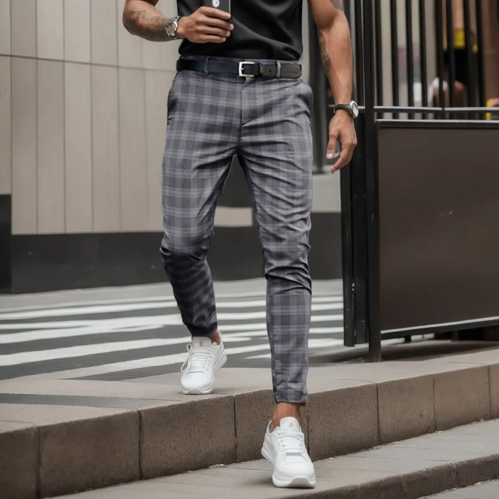 

2024 New Men's Business Casual Pants Retro Pattern Printed Straight Leg Pants Men's Spring and Autumn Fashion Street Wear