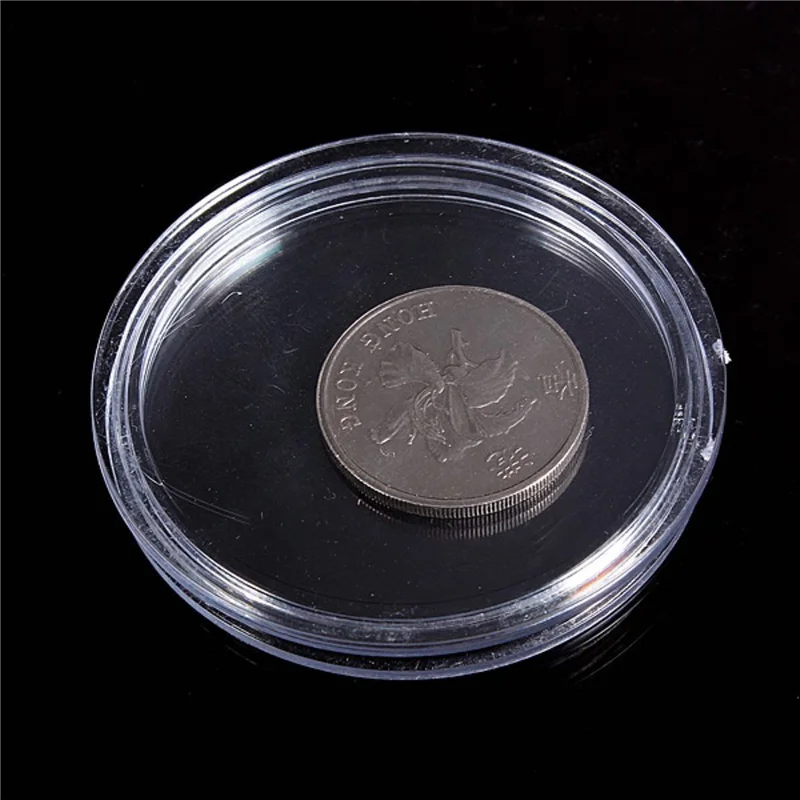 Scatola per capsule per monete in plastica trasparente rotonda piccola da 30 pezzi da 20 mm