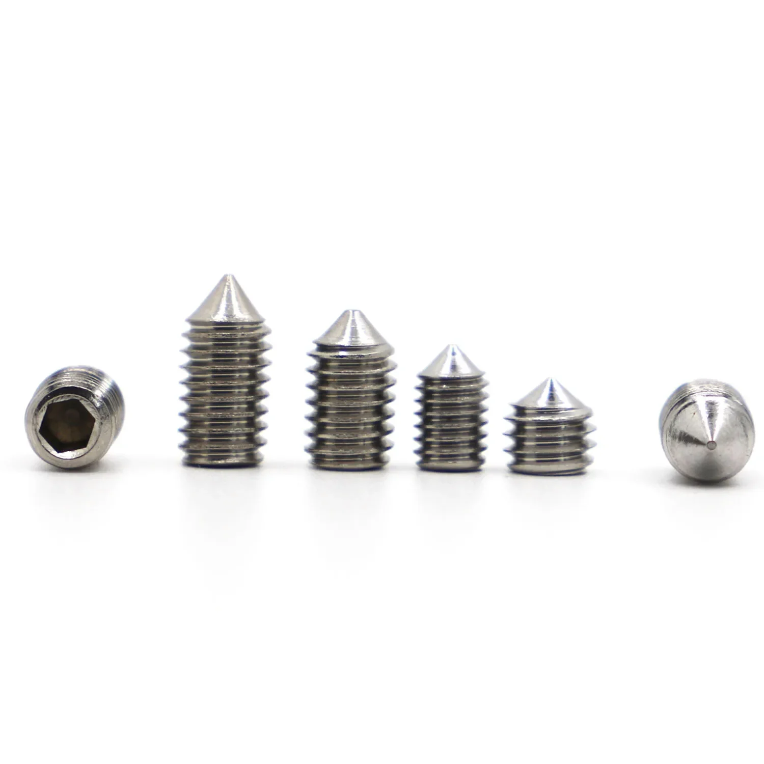 M2 M2.5 M3 M4 M5 M6 M8 M10 M12 304 Stainless Steel DIN914 Hex Hexagon Socket set Screw Cone Point Grub Screw