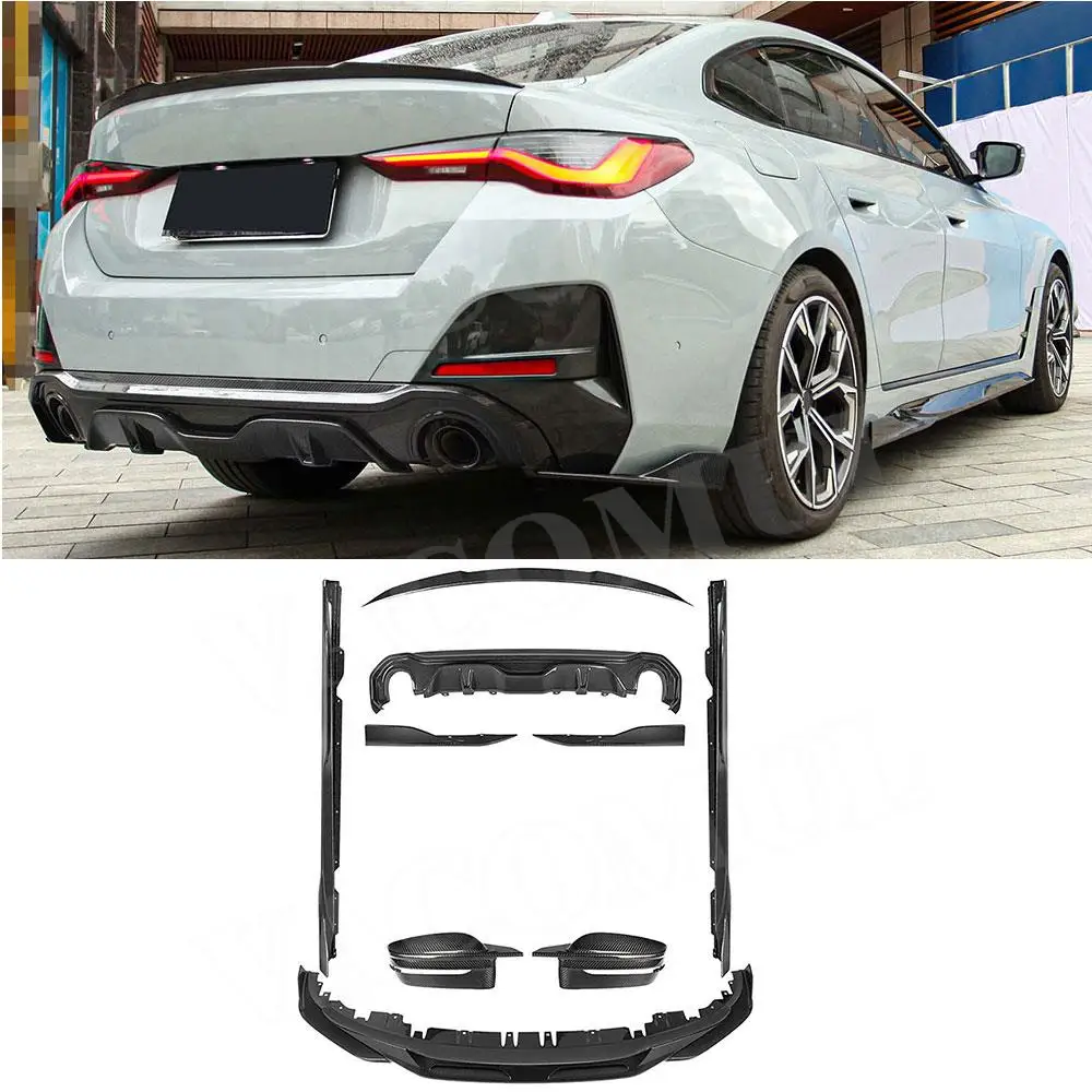 

Для BMW 4 серии G26 M Sport Sedan 2020+ Автомобильные аксессуары Сухое углеродное волокно Передняя губа Задний диффузор Задние сплиттеры Боковые юбки FRP