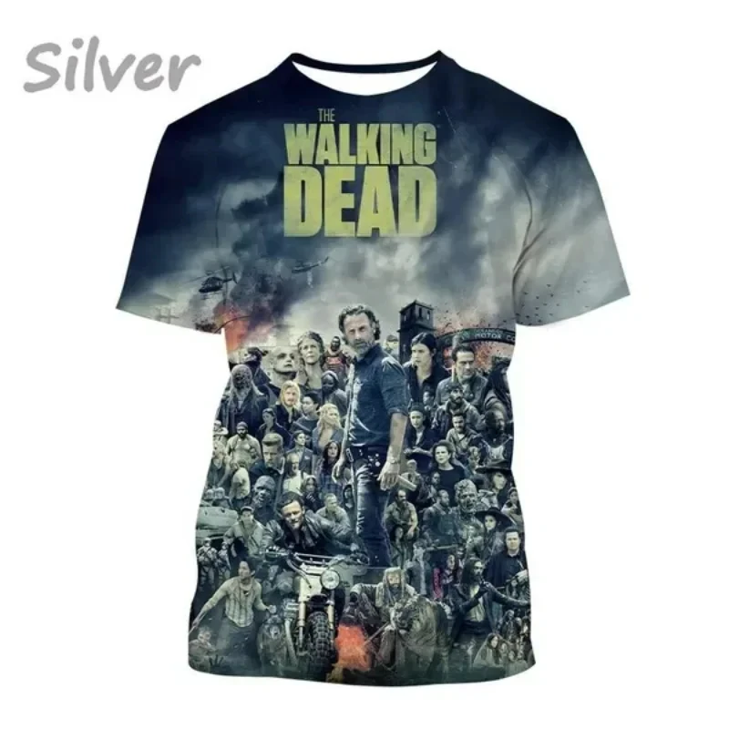 Classic Horror TV Series The Walking Dead 3D Printed T-shirt Summer Men\'s Clothing Short Sleeve Tops Fashion Oversized Tee Shirt